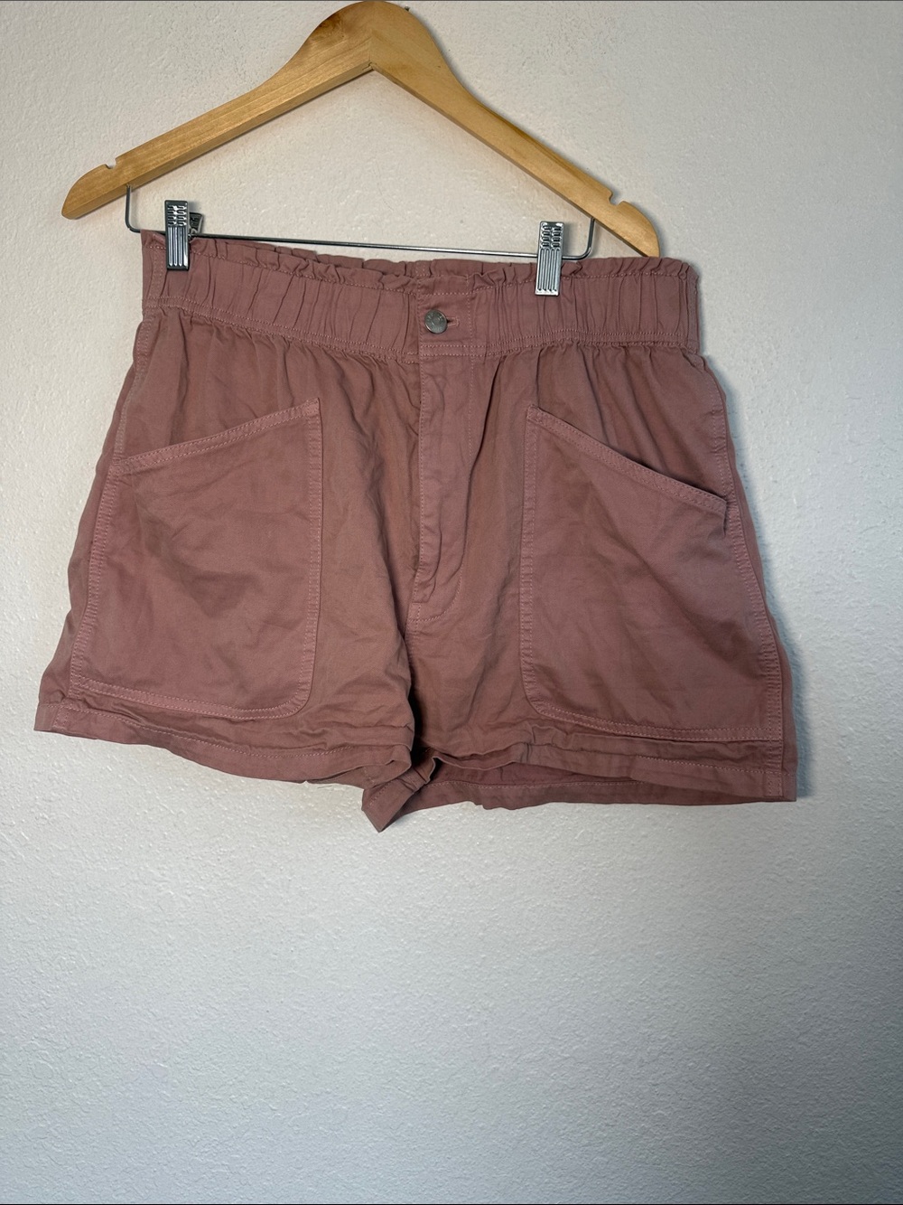 Madewell Denim Pull On Paper Bag Utility Shorts Pink